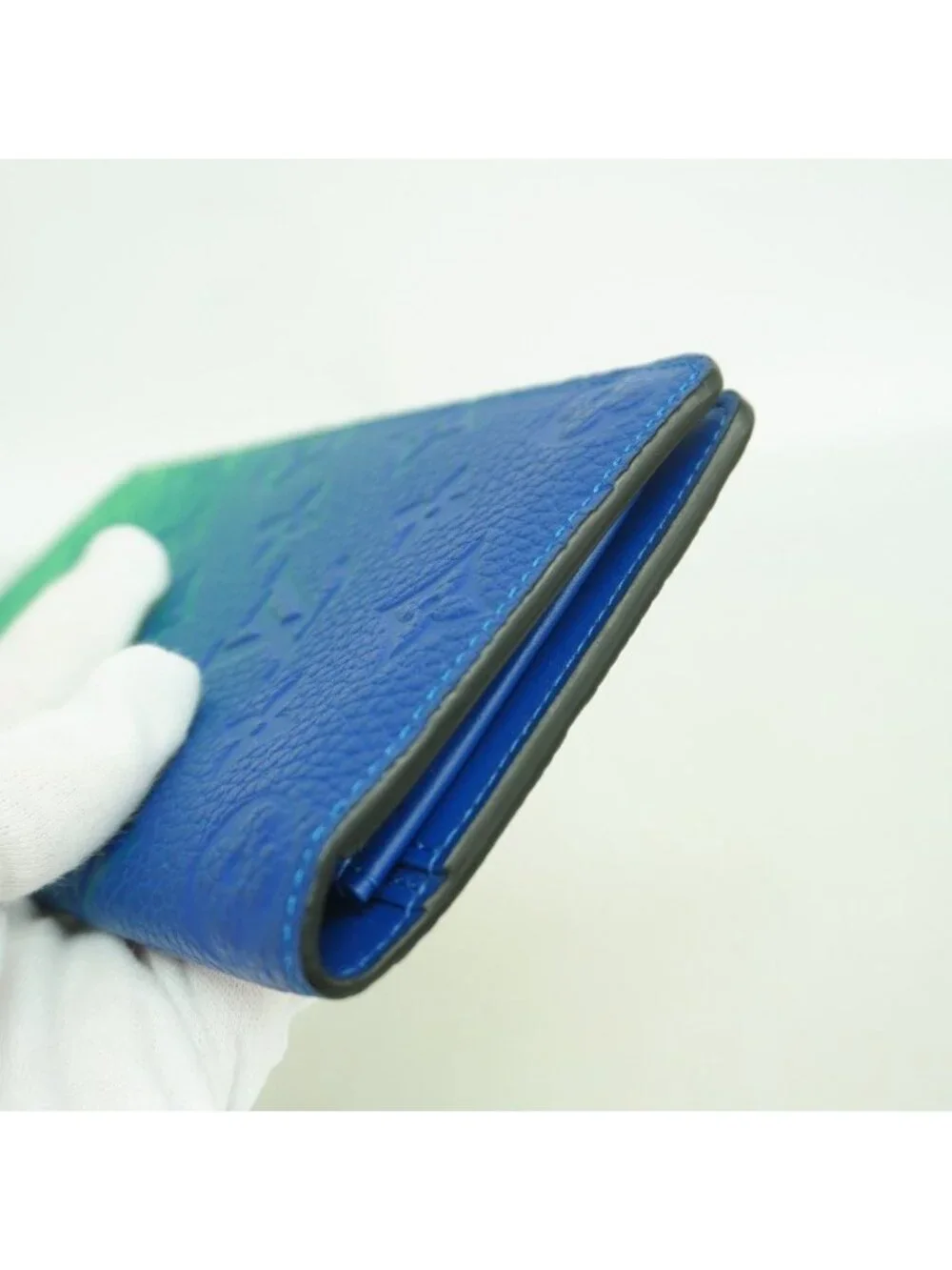 Louis Vuitton Wallet Taurillon Monogram Portefeuille Brazza Blue Green